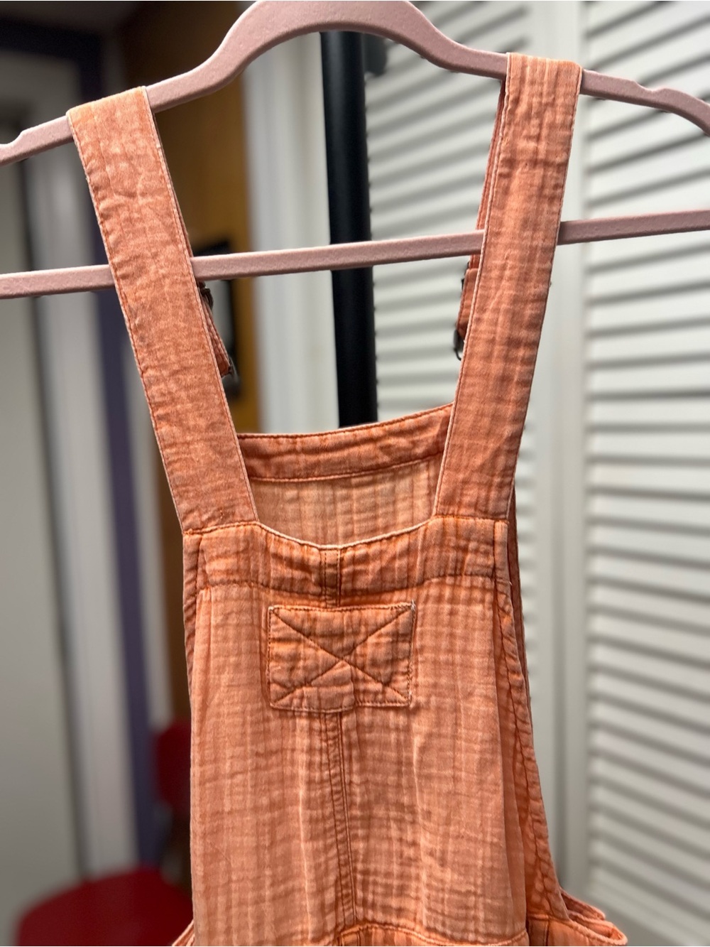 Nwot Pilcro Peach-Orange Short Overalls - Picture 5 of 8